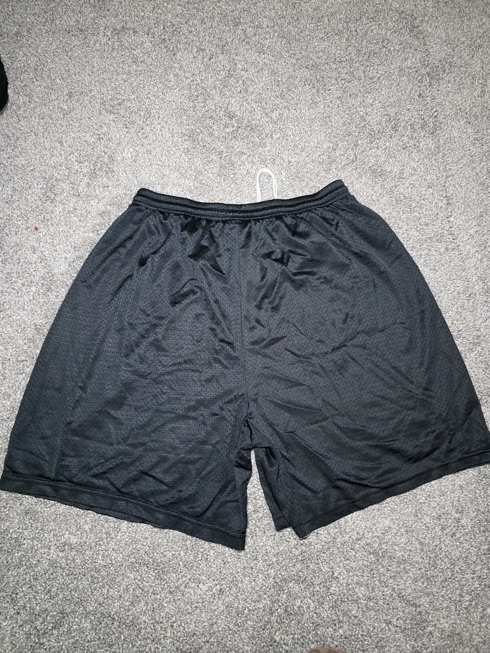 Nike Men’s Black Athletic Mesh Shorts with White Swoosh